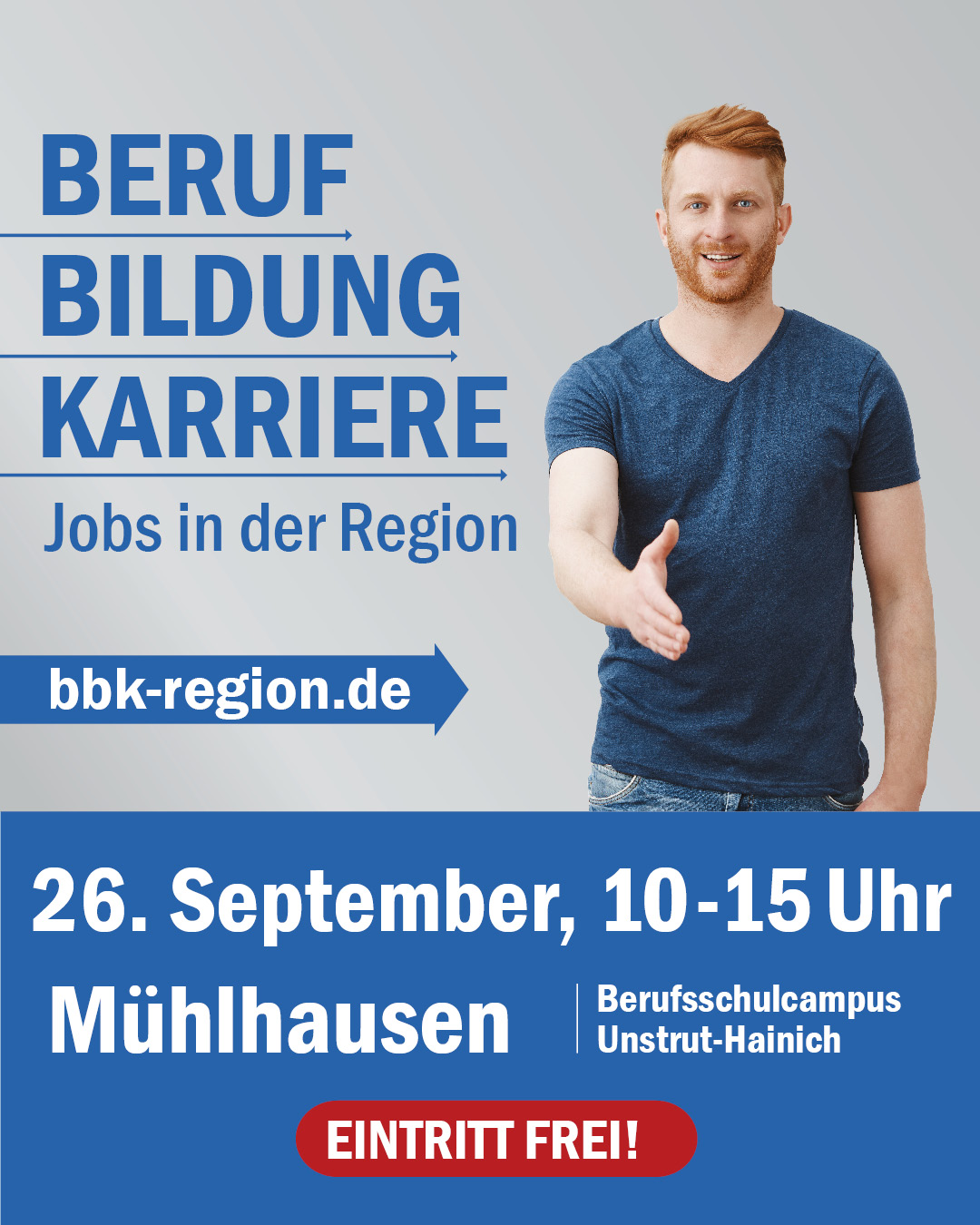Symbolbild: Beruf Bildung Karriere - Jobs in der Region am 26. September 2026 von 10:00 Uhr bis 15:00 Uhr auf dem Berufsschulcampusin Unstrut-Hainich in Mühlhausen