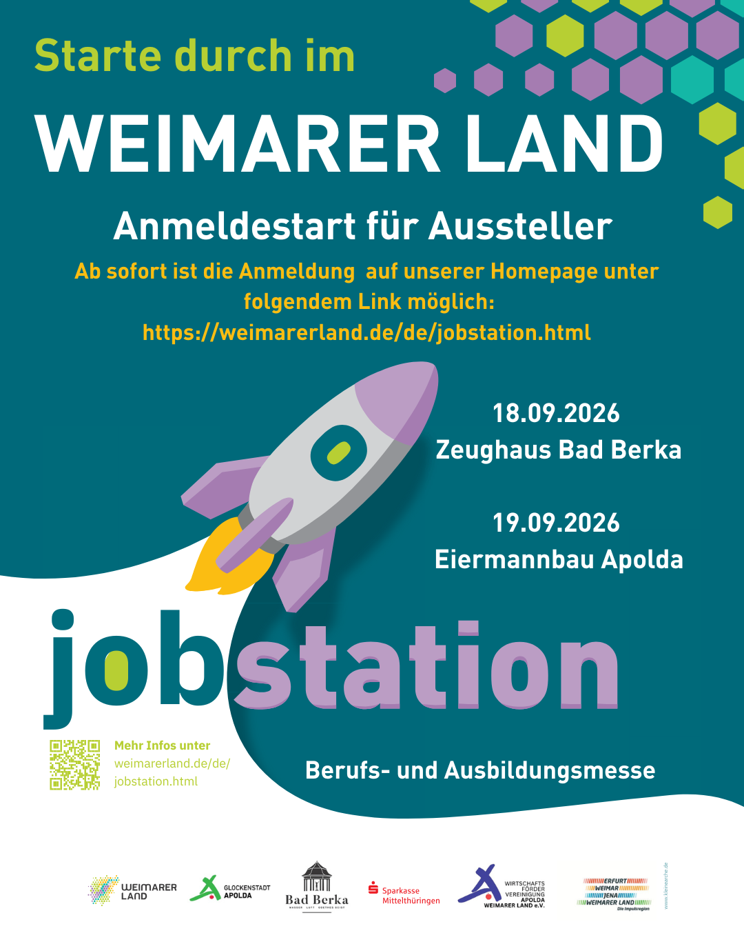 Symbolbild: Berufs- und Ausbildungsmesse im Weimarer Land am 18.09.2026 im Zeughaus Bad Berka und am 19.09.2026 im Eiermannbau Apolda