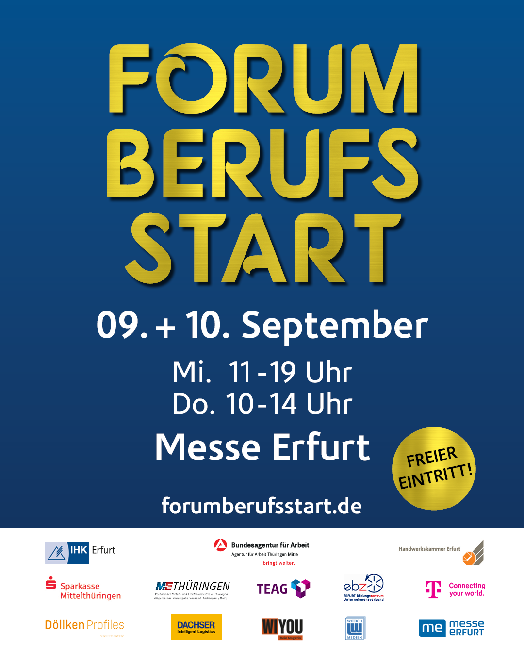 Symbolbild: Forum Berufsstart vom 09.10. September 2026 in der Messehalle Erfurt.