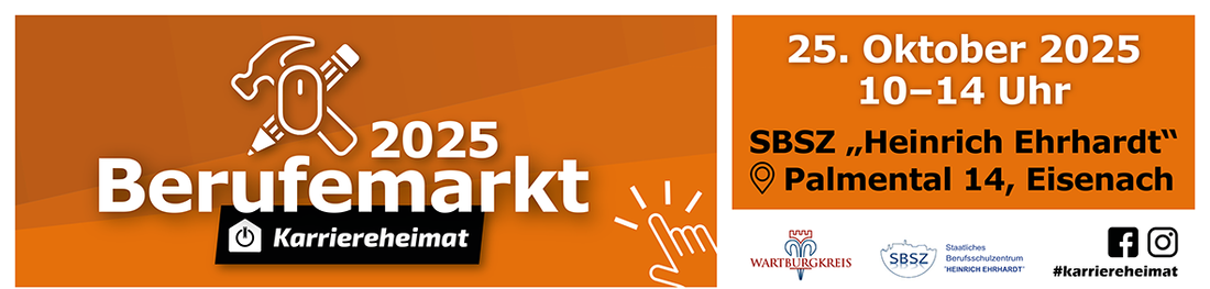 Symbolbild: Berufemarkt der Wartburgregion mit Hinweisen zu zeitlichem Rahmen und Ort der Veranstaltung.