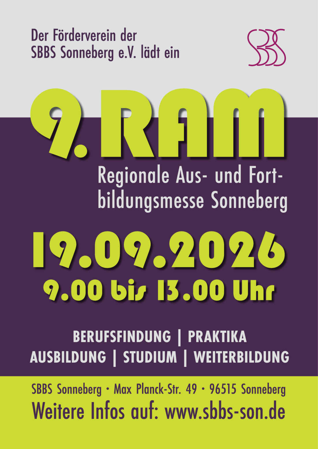 Symbolbild: Regionale Aus- und Fortbildungsmesse in Sonneberg am 19.09.2026.